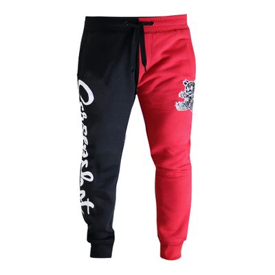 SCREENSHOT-P1113 Mens Streetwear Premium Classic Fit Urban Fleece Pants - Black Bear Animation Signature Fashion Sweatpants-Black/Red-3XLarge
