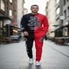 SCREENSHOT-P1113 Mens Streetwear Premium Classic Fit Urban Fleece Pants - Black Bear Animation Signature Fashion Sweatpants-Black/Red-3XLarge view 4