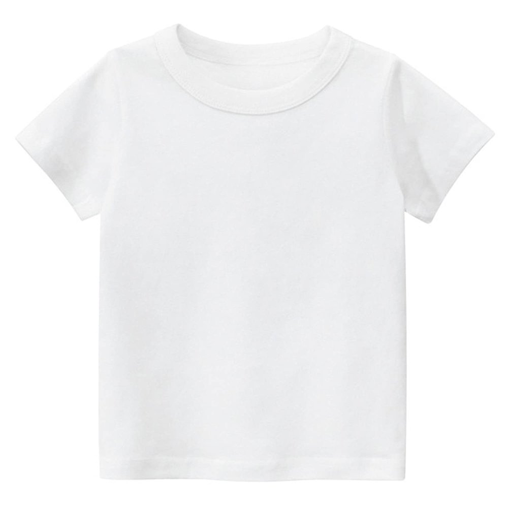 EISHOW Little Boy Girl T-Shirt, Baby Casual Crew Neck Cotton Top Short Sleeve Solid Tee Shirt Basic DIY Tees Plain Shirt (White,6-7T,6 Years,7 Years)