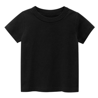 EISHOW Little Boy Girl T-Shirt, Baby Casual Crew Neck Cotton Top Short Sleeve Solid Tee Shirt Basic DIY Tees Plain Shirt (Black,3-4T,3 Years,4 Years)