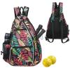 Sucipi Pickleball Bag - Men's -Women's Pickleball Backpack, Adjustable Sling Bag w/Fence Hook/Large Capacity/Safety Pocket-Red Leaf view 1