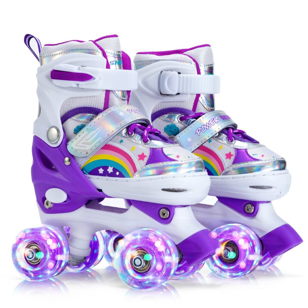 SHDSL Girls Roller Skates for Kids Beginners, Adjustable Roller Skates with All Light Up Wheels, Roller Skate for Girls Shine Fun Illuminating Roller Skate for Boys Beginners patines para nias