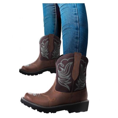 Hbeylia Platform Cowboy Boots For Women Vintage Fashion Leather Wide Round Toe Chunky Block Heels Non Slip Mid Calf Riding Boots Western Cowgirls Boots Retro Winter Fall Riding Short Work Boots