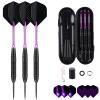 Steel Tip Darts Set for Dartboard, Professional Darts with Metal Tip 22 Grams Purple Aluminium Shafts 9 Flights 50 Rubber O-Rings 12 Spring Rings 1 Dart Sharpener Tool view 1