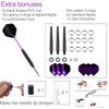 Steel Tip Darts Set for Dartboard, Professional Darts with Metal Tip 22 Grams Purple Aluminium Shafts 9 Flights 50 Rubber O-Rings 12 Spring Rings 1 Dart Sharpener Tool view 4