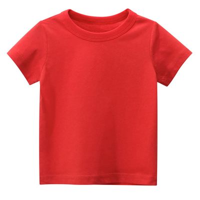 Little Boy Girl T-Shirt, Baby Casual Crew Neck Cotton Top Short Sleeve Solid Tee Shirt Basic DIY Tees Plain Shirt (Red,3-4T,3 Years,4 Years)