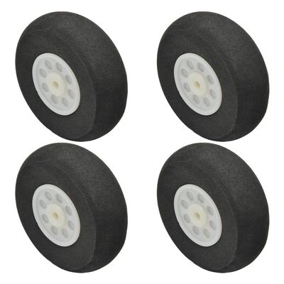 Auniwaig 50mm Diameter RC Model Plane Aircraft Foam Wheel Replacement Black and White 4PCS