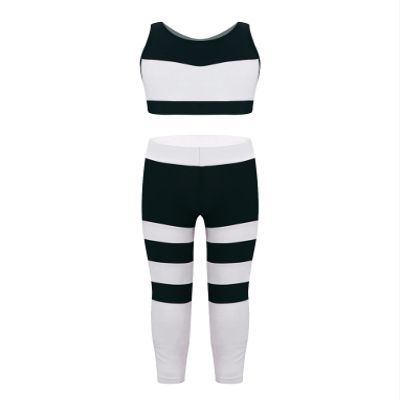 Hansber Kids Girls 2 Piece Gym/Yoga/Dance/Sports Crop Top with Legggings Tracksuit Running Workout Outfits Activewear White 10
