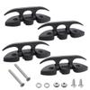 4 Pcs 5" Folding Cleat, Flip-up Dock Cleat with Long Screws and Short Screws(M6). Marine Grade Nylon, Black, 2 Holes view 1