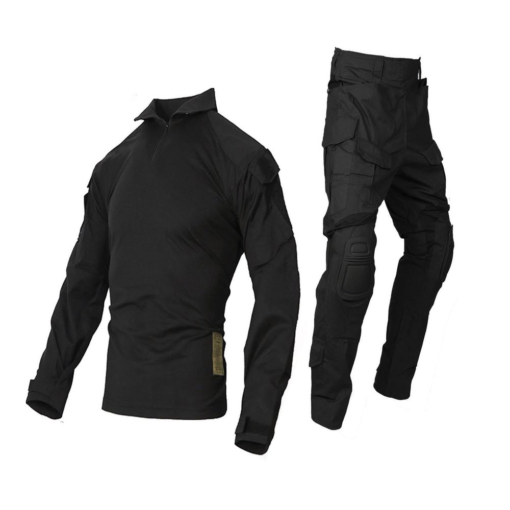 Emerson Airsoft Tactical BDU Military Suit Combat Gen3 Uniform Shirt Pants Black (Large)