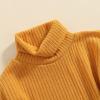 kacubwyy 2-7T Kids Casual Dress Toddler Girls Solid Color Knitted Turtleneck Long Sleeves Loose Waist Belt Sweater Dress (Yellow, 4-5T) view 4