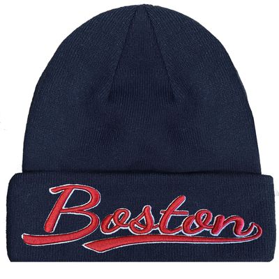 Boston 3D Embroidery Classic Cuffed Knit Hat Beanie Toque Skull Cap - Navy OneSize