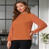 Allegra K Women's Work Tops Keyhole Neck Long Sleeve Work Shirts Blouse Dressy Casual Business Shirt Large Orange view 2