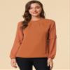 Allegra K Women's Work Tops Keyhole Neck Long Sleeve Work Shirts Blouse Dressy Casual Business Shirt Large Orange view 3