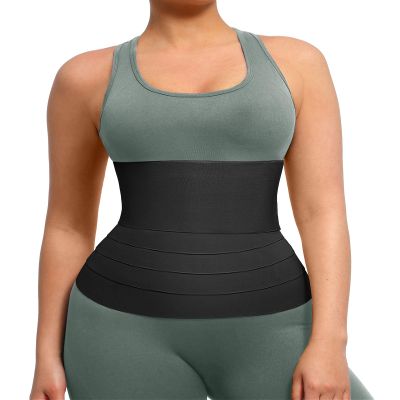 FeelinGirl Waist Trainer for Women Tummy Control Trimmer Belt One Size Waist Cincher Snatch Bandage Wrap Plus Size Body Shaper Black