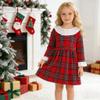 AGQT Infant Girls Christmas Plaid Dress A-line Long Sleeve Buffalo Winter Fall Check Dresses Red and Black Xmas Plaid Dress Size 12-24 Months view 2
