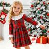 AGQT Infant Girls Christmas Plaid Dress A-line Long Sleeve Buffalo Winter Fall Check Dresses Red and Black Xmas Plaid Dress Size 12-24 Months view 4