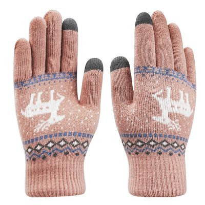 Winter Reindeer Touchscreen Gloves for Women and Men Windproof Thermal Fleece Lined Gloves Warm Wool Knit Texting Running Gloves Anti-Slip Outdoor Cycling Driving Skiing Motorcycle Gloves Elastic Cuff