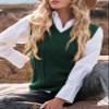EVALESS Sweater Vest Women Green Oversized V Neck Sleeveless Sweaters Womens Cable Knit Tops Fall Winter 2025 Solid Color Loose Casual Sweater XX-Large view 3