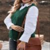 EVALESS Sweater Vest Women Green Oversized V Neck Sleeveless Sweaters Womens Cable Knit Tops Fall Winter 2025 Solid Color Loose Casual Sweater XX-Large view 4