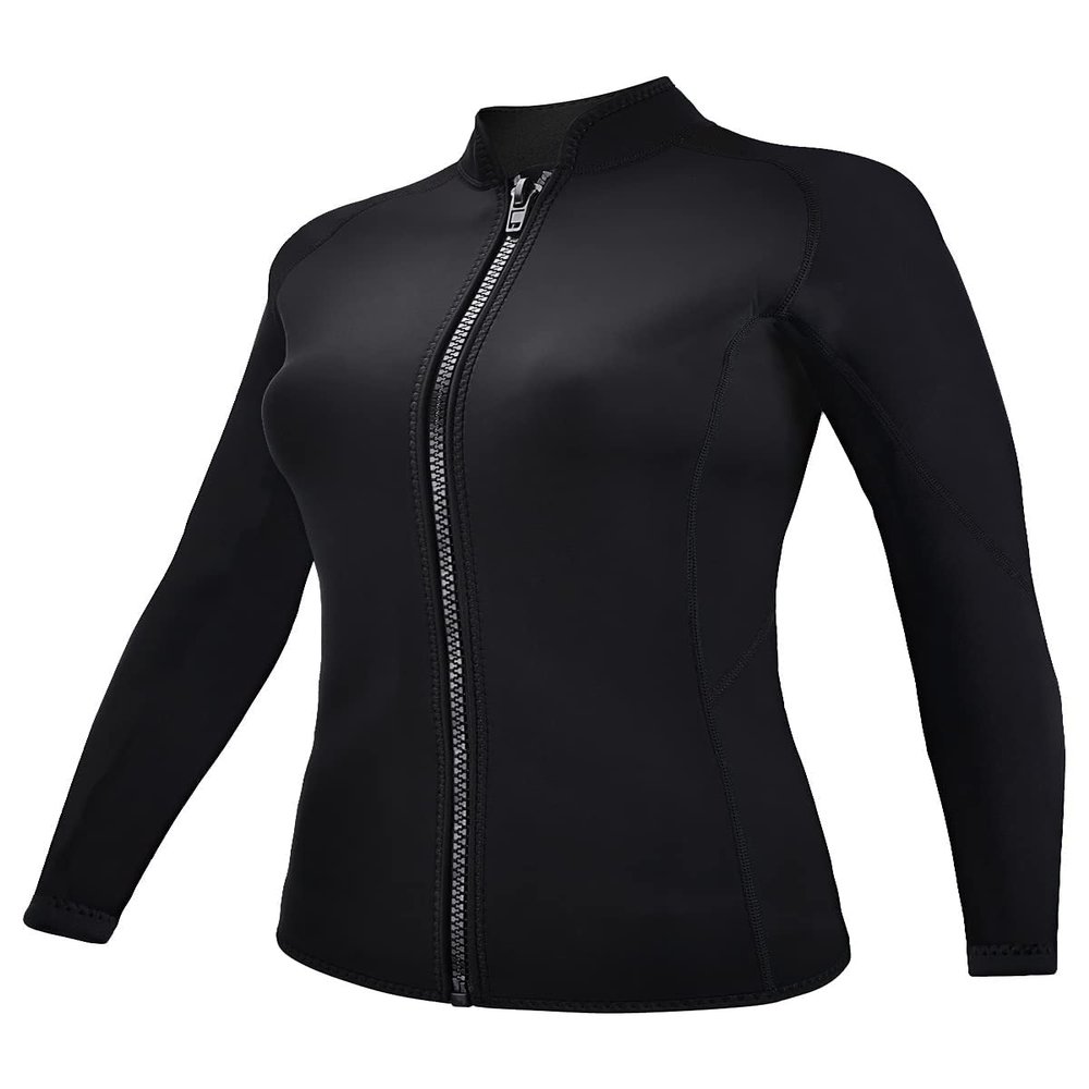 REALON Wetsuits Top Jacket Women Men 2mm Neoprene Long Sleeve Shirt 3mm Front Zipper Vest Wet Suit Keep Warm for Adult Youth Kids Diving Surf Swim Water Sports