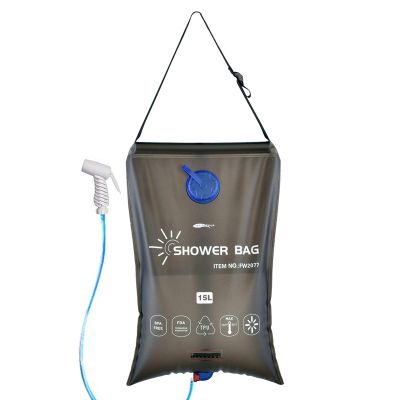 DDER Portable Outdoor Camping Shower Bag 15L Large Capacity Water Bag Collapsible Water Container Water Bag for Hiking Backpacking (Gray)