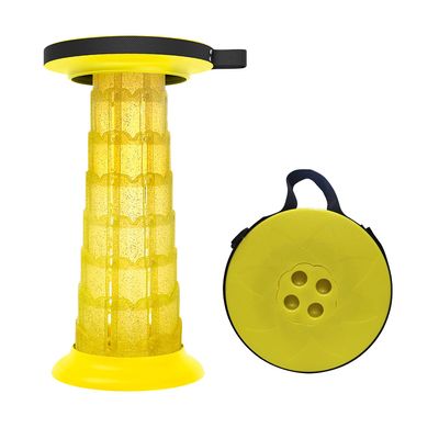 davidamy's gift Upgraded Folding Stool Portable Collapsible Telescopic Stool 6th Gen Retractable Stool w/Load Capacity 440lbs for Camping Fishing Hiking BBQ (Yellow)