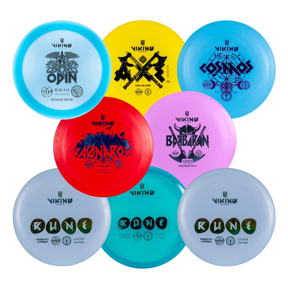Viking Discs Starter Disc Golf Set - 8 Discs for Any Distance, PDGA Approved - Disc Golf Equipment for Adults - Putter, Mid-Range, Fairway & Distance Driver
