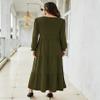 KOJOOIN Boho Maxi Dress, Swing Shift Dress Tiered Midi High Waist V Neck Ruffle Puff Sleeve Women Summer Casual Loose Flowy Swing Solid Dress Green view 4