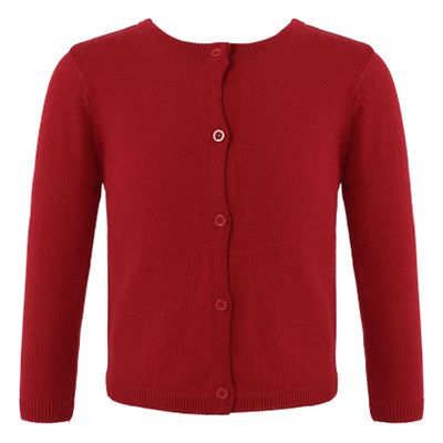 Hularka Kids Girls Solid Color Knit Cardigan Sweaters Open Front Shrug Bolero Cardigan Coats for Casual Daily Red 18-24 Months