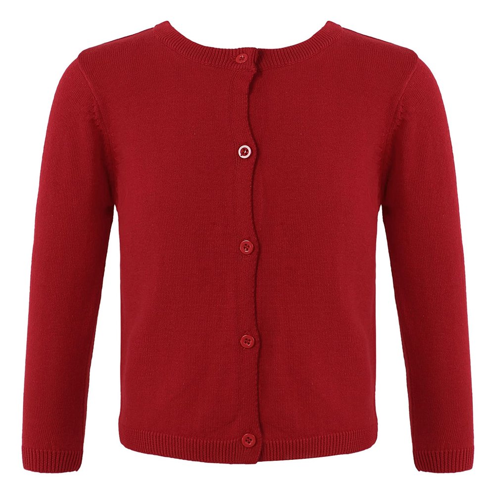 Hularka Kids Girls Solid Color Knit Cardigan Sweaters Open Front Shrug Bolero Cardigan Coats for Casual Daily Red 18-24 Months