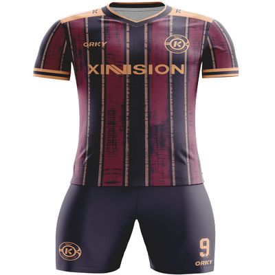 ORKY Men Soccer Jersey, Custom Made Name Number Shirt for Kids Season Tournament, Quick Dry Football Team Uniform(Rosy/Purple 130CM)