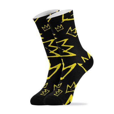 Ronda Thornton Unisex Dress Crew Socks Basquiat Crown Calf Socks Cushioning Athletic Casual Socks Funny Pattern Novelty Socks Winter Socks Fun Gifts,One Size