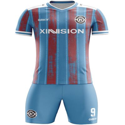 ORKY Men Soccer Jersey, Custom Made Name Number Shirt for Kids Season Tournament, Quick Dry Football Team Uniform(Red/Blue XS)