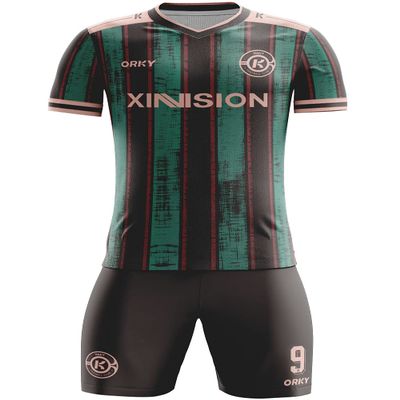 ORKY Men Soccer Jersey, Custom Made Name Number Shirt for Kids Season Tournament, Quick Dry Football Team Uniform(Green/Black 140CM)