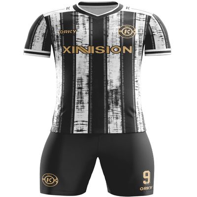 ORKY Men Soccer Jersey, Custom Made Name Number Shirt for Kids Season Tournament, Quick Dry Football Team Uniform(Black/White 140CM)