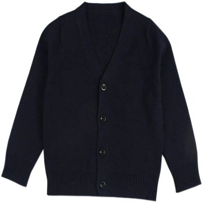 1-7T Little Boys Girls Cotton Knit Sweater V Neck Long Sleeve Cardigan Solid Button Sweaters Outwear School Uniforms (Navy,5-6T,5 Years,6 Years)