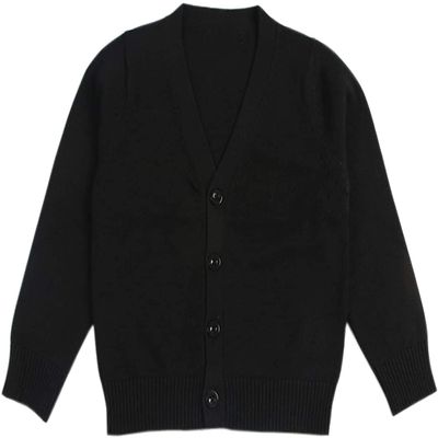 1-7T Little Boys Girls Cotton Knit Sweater V Neck Long Sleeve Cardigan Solid Button Sweaters Outwear School Uniforms (Black,4-5T,4 Years,5 Years)
