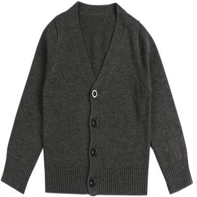 1-7T Little Boys Girls Cotton Knit Sweater V Neck Long Sleeve Cardigan Solid Button Sweaters Outwear School Uniforms (Dark Gray,3-4T,3 Years,4 Years)
