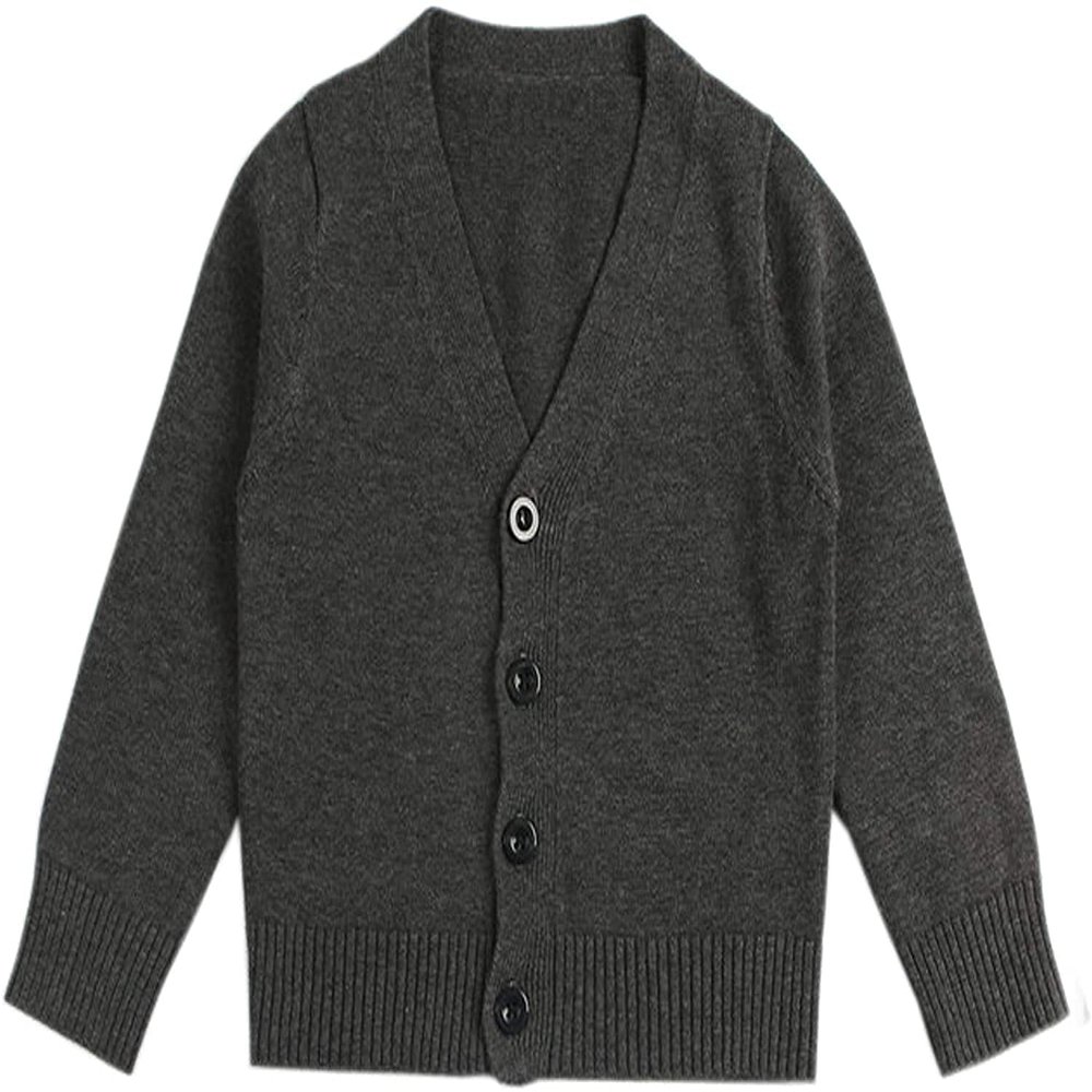 1-7T Little Boys Girls Cotton Knit Sweater V Neck Long Sleeve Cardigan Solid Button Sweaters Outwear School Uniforms (Dark Gray,3-4T,3 Years,4 Years)