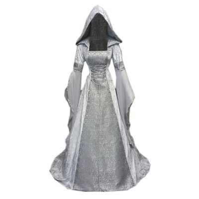 SHOPESSA Women's Gothic Dress with Hood Medieval Costume Corset Renaissance Dress Cosplay Vintage Victorian Ball Gowns