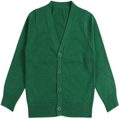 1-7T Little Boys Girls Cotton Knit Sweater V Neck Long Sleeve Cardigan Solid Button Sweaters Outwear School Uniforms (Green,5-6T,5 Years,6 Years)