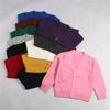 1-7T Little Boys Girls Cotton Knit Sweater V Neck Long Sleeve Cardigan Solid Button Sweaters Outwear School Uniforms (Red,3-4T,3 Years,4 Years) view 3