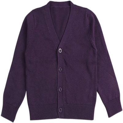 1-7T Little Boys Girls Cotton Knit Sweater V Neck Long Sleeve Cardigan Solid Button Sweaters Outwear School Uniforms (Purple,6-7T,6 Years,7 Years)