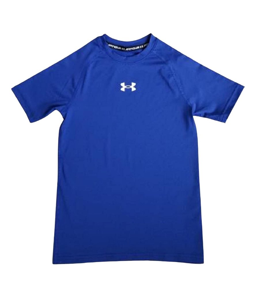Under Armour Boys' HeatGear Fitted S/S Tee (Big Kids) (Blue(400)/White, X-Small)