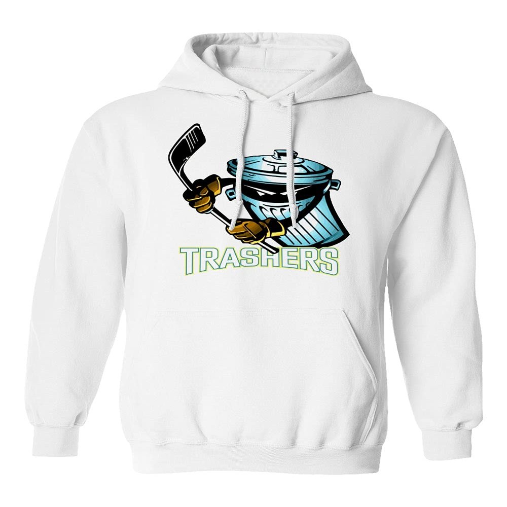 Baku Apparel Danbury Ice Hockey Main Logo Unisex Hooded Sweatshirt (White, Large)