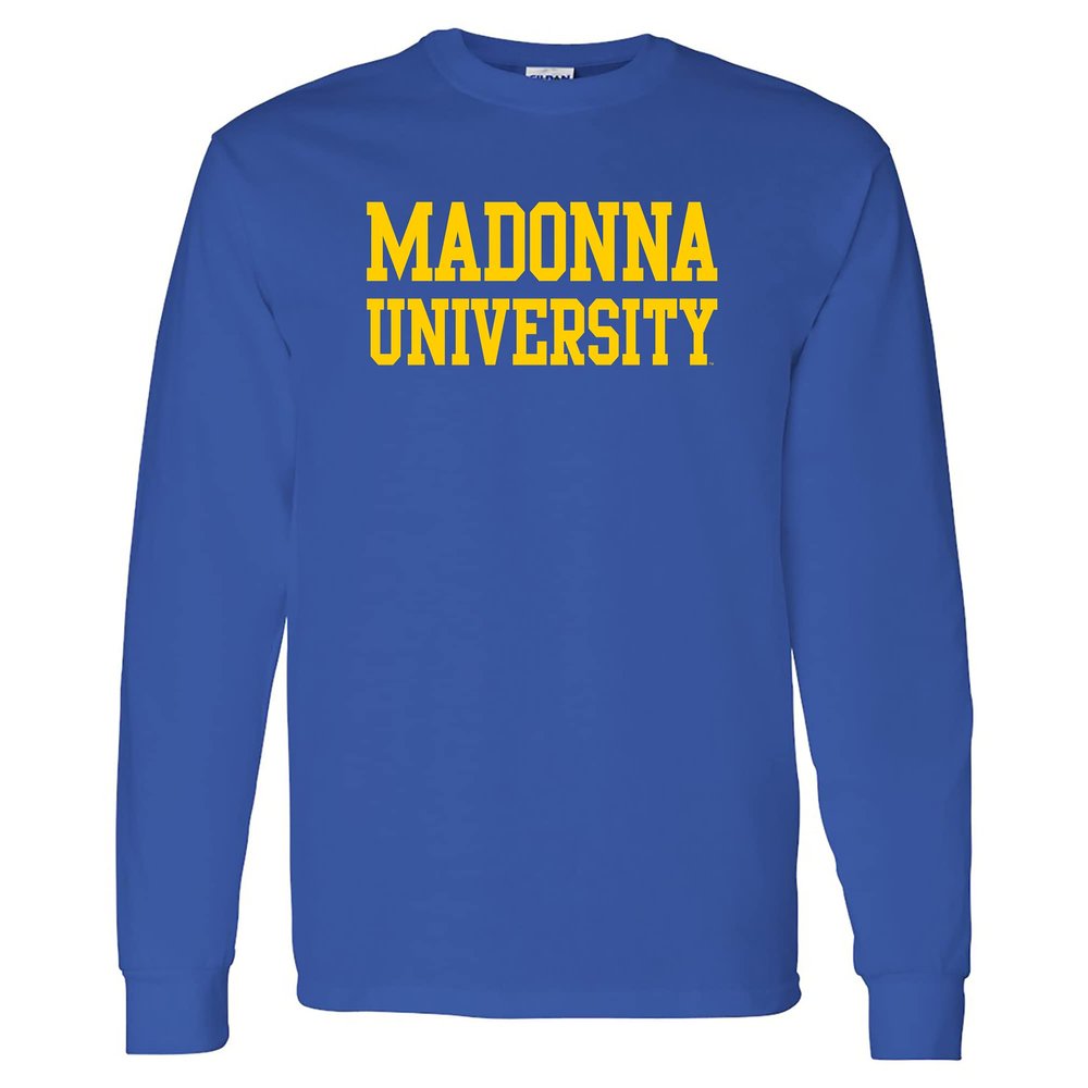 AL01 - Madonna University Crusaders Basic Block Long Sleeve T Shirt - Large - Royal