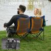 Timber Ridge 2 Person Folding Loveseat Comfortable Double Foldable Camping Chair Folding Lawn Chairs for Outside, Blue view 4