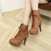Bcshiye Women Autumn Round Toe Lace Up Ankle Knight Boots Platform Chunky High Heels Mid Calf Ankle Booties view 4