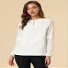 Allegra K Women's Work Tops Keyhole Neck Long Sleeve Work Shirts Blouse Dressy Casual Business Shirt X-Large White view 3
